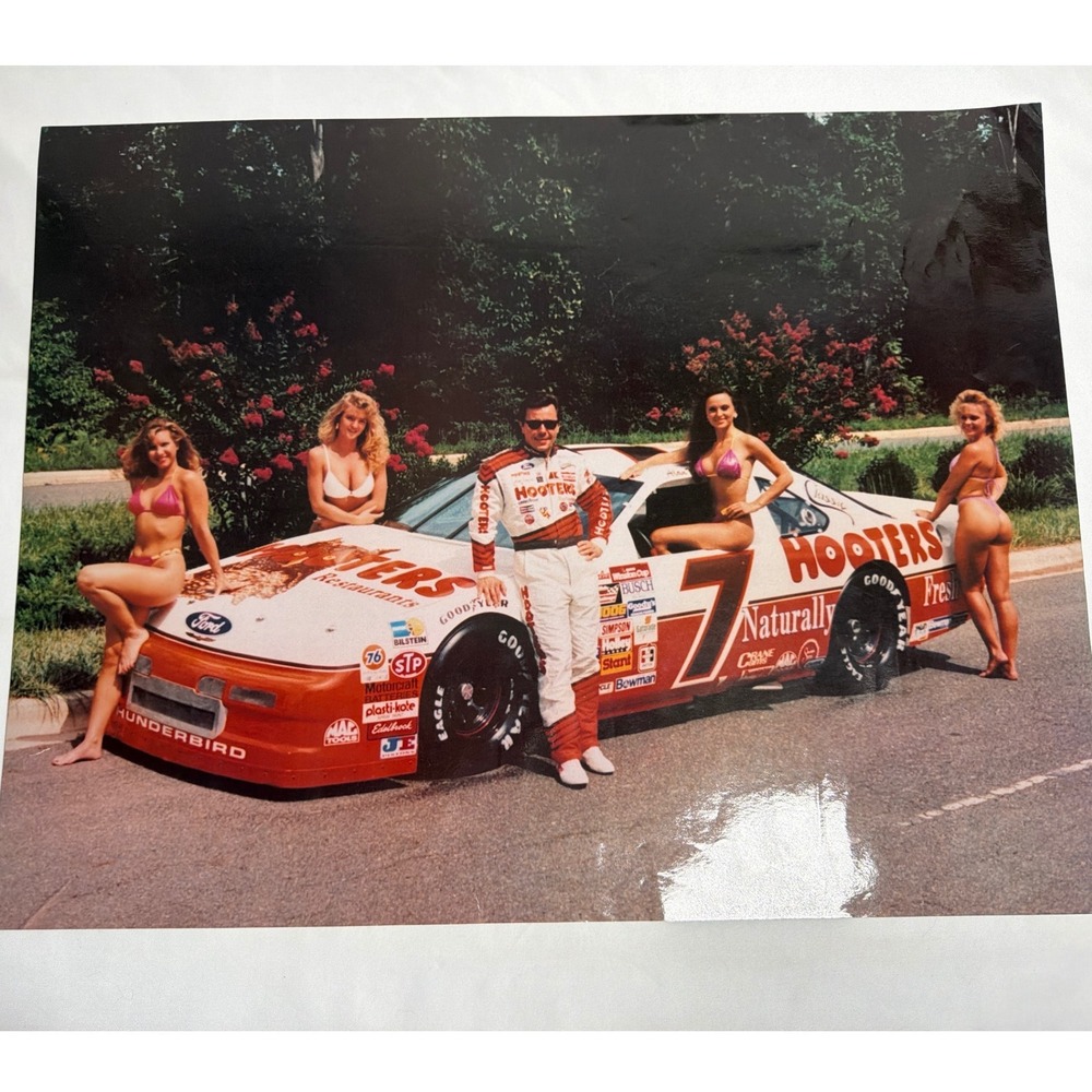 Vintage Alan Kulwicki Hooters Racing Poster Unisex 17x22 Multicolor Good